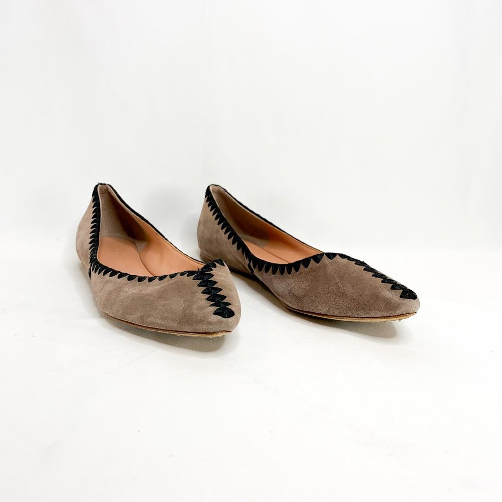 SIGERSON MORRISON Suede Stitched Pointed Flats - Picture 2 of 8